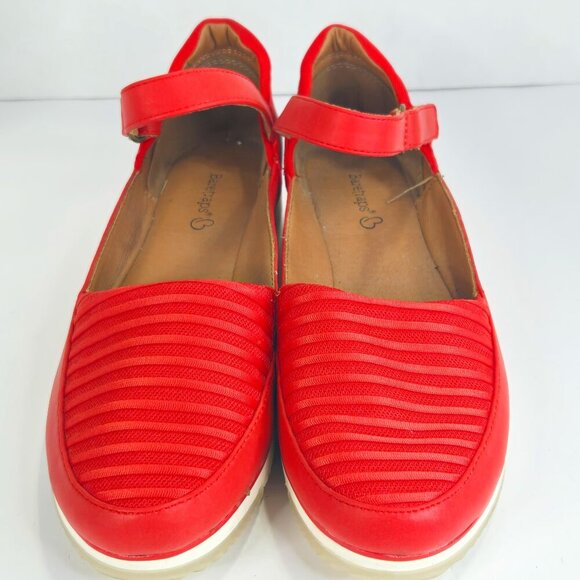 BareTraps Red Flats with Strap - Picture 1 of 11